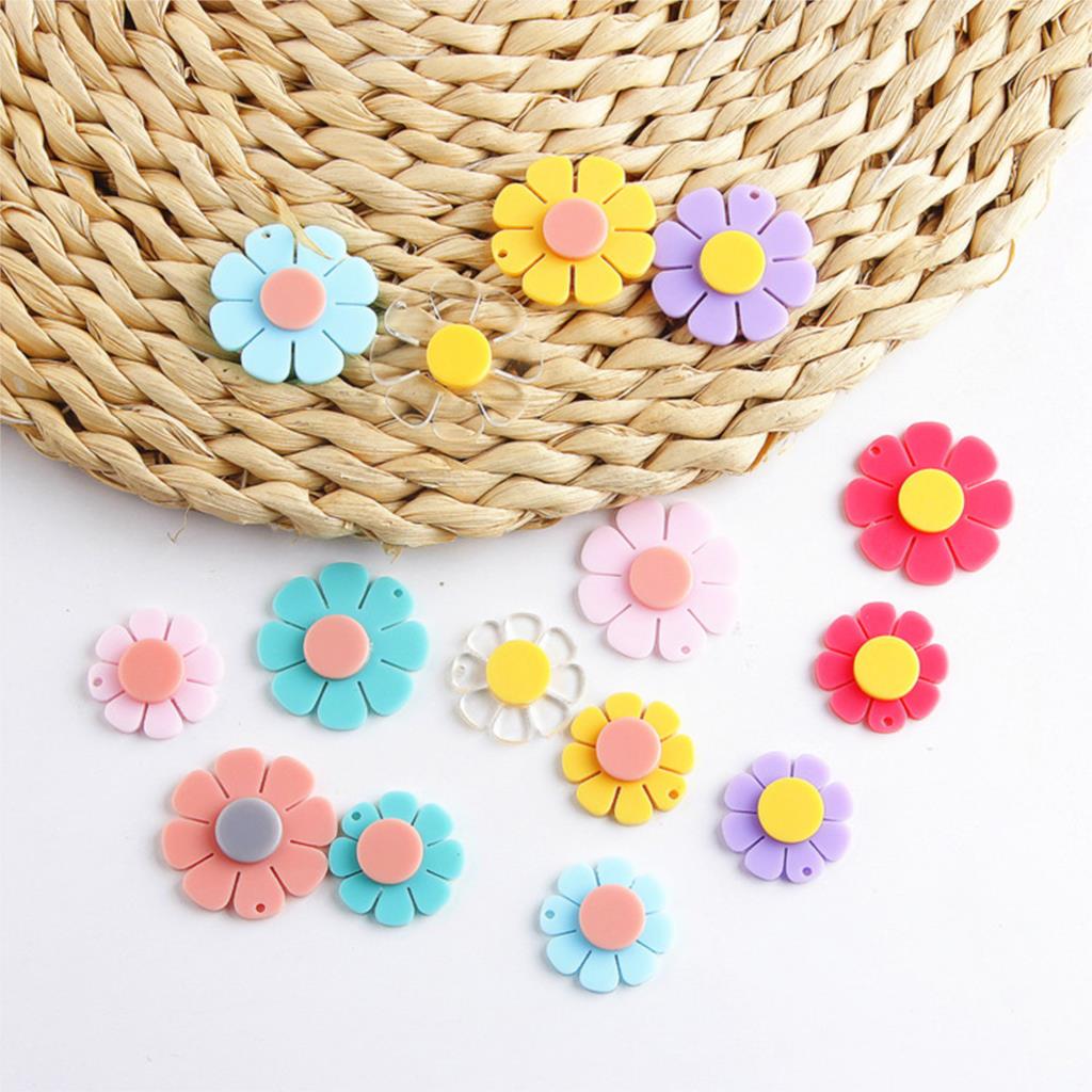 Korean Ins Style Multicolor Acrylic Sweet Flower Pendants For DIY Fashion Making Jewelry Earrings Necklace Accessories, 5PCs