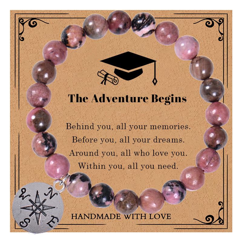 Creative Natural Stone Compass Bracelet Tiger Eye Stone Black Magnet Bead Bracelet Weaving Graduation Season Gift
