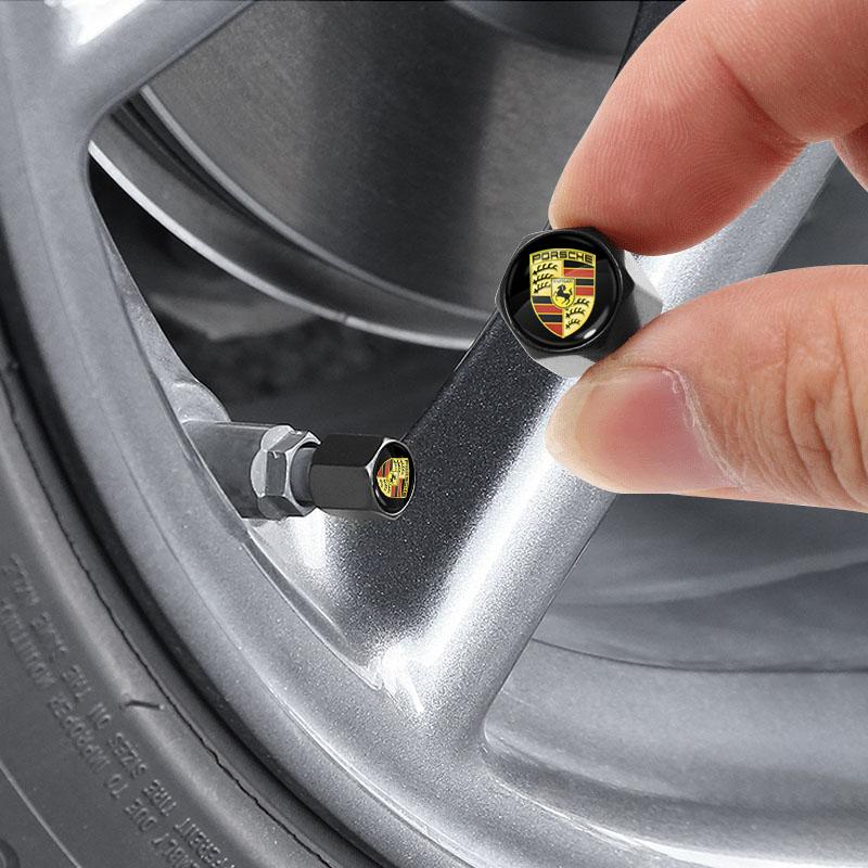 Car Wheel Tire Air Valve Caps with Keychain Accessories For Porsche Cayenne Panamera Macan Boxster 911 Carrera-GT 928 944 968
