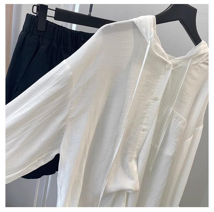 Maglietta da Donna con Cappuccio e Vestibilità Larga in Seta di Ghiaccio Protezione Solare - Top Casual Versatile Stile Coreano