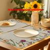 Anti Slip Flower Dining Table Mat Rectangular Heat-Resistant Tablecloth Linen Table Mat  Party
