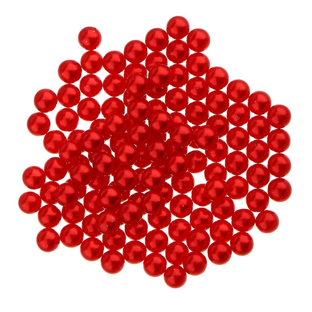 

150Pcs Shiny Imitation Pearl No Hole ABS Plastic Charm DIY Loose Beads Elegant Red Foam Bobbers