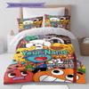 Cartoon Characters Collage Custom Name Pattern Bedding Quilt Set Quilt Cover Pillowcase Home Birthday Gift(1 * Duvet Cover + 2 * Pillowcase, Without C