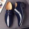 2025 New Men’s Patent Leather Shoes  British Style Men's Dress Shoes Lace Up Pointed Toe Wedding Business Party Social Shoe Male