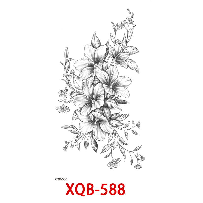 Small Full Arm Tattoo Sticker, Flower Letters, Plain Flower Tattoo Sticker Tattoo