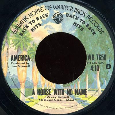 7inch Record AMERICA - A Horse With No Name / I Need You GWB7650 Warner Bros. Re 1976 US Rock Used