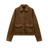 Spring New Arrival Retro Work Clothing Loose Suede Texture Effect Long Sleeves Lapel Jacket 4344622