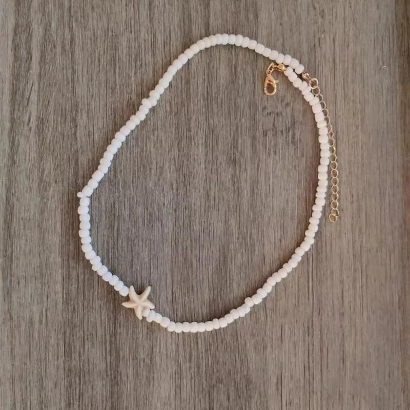 Collana Stella Marina Pozza di Marea - Gioielli Boho Surf & Spiaggia Collane Collo a Strozzino con Perline Stella Marina Tartaruga, Collane Regolabili, Regalo Oceano