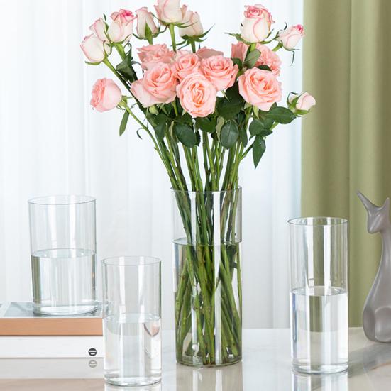 Klar blomster vase til borddekorationer Knusesikker Høj Cylinder Plastik Vase til Bryllupsbegivenhed Hjemmekontor Borddekoration