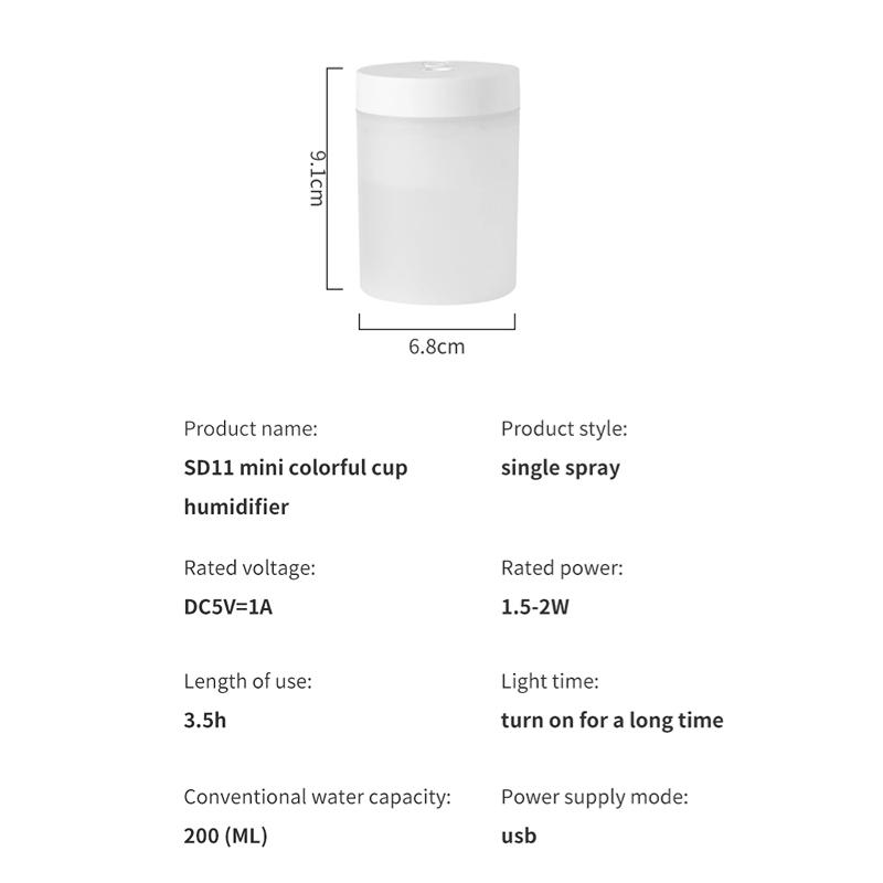 200 ml mini zvlhčovač vzduchu prenosný USB difuzér esenciálneho oleja do auta Aromaterapeutický difuzér pre domácu spálňu zvlhčovač do auta s nízkou hlučnosťou