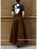Women's High-Waisted Drapey Cotton Linen Culottes - Artistic Wide-Leg Cropped Pants for Spring/Autumn 2024