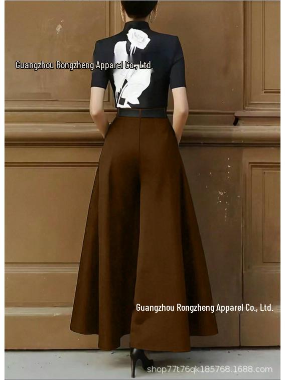 Women's High-Waisted Drapey Cotton Linen Culottes - Artistic Wide-Leg Cropped Pants for Spring/Autumn 2024