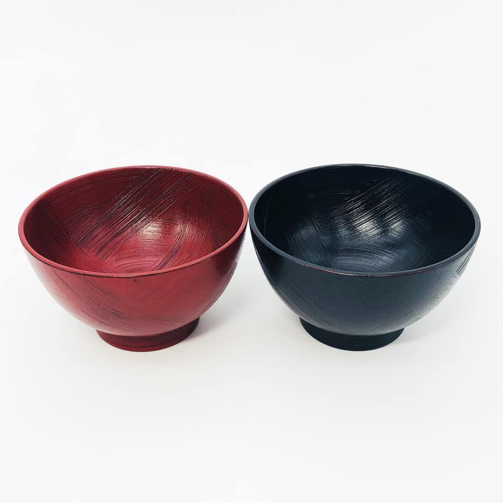 Maeju Lacquerware Wooden Soup Bowls Pair Miyako 4E-143
