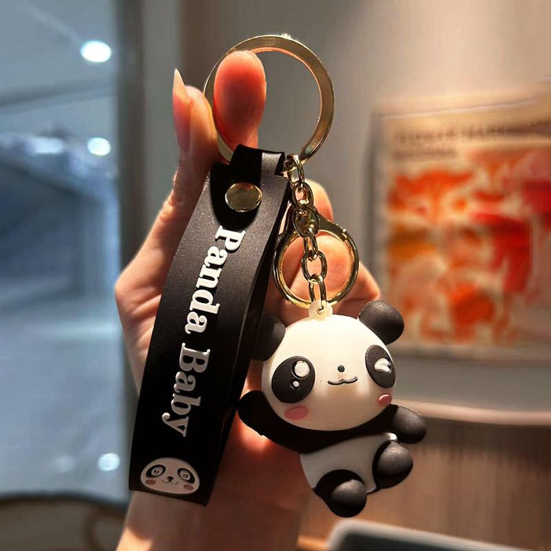 Adorable Cartoon Panda Keychain Silica Gel Accessory Cute Gift For Couples And Friends