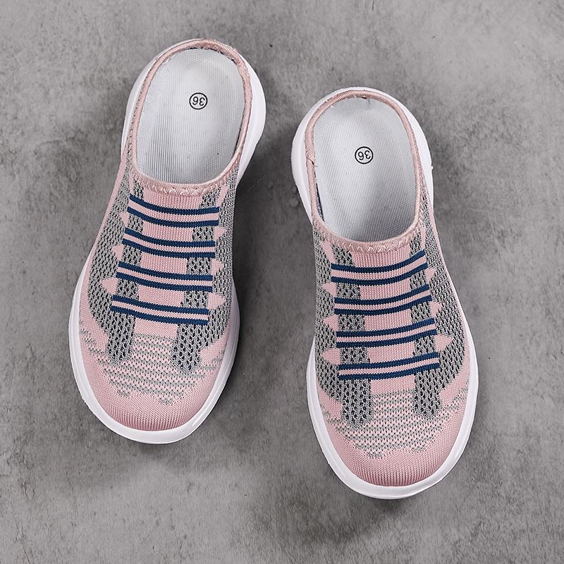 Women's Sandals Backless Walking Sneakers Summer Slip-on Mule Shoes Closed Toe Slippers Plus Size
