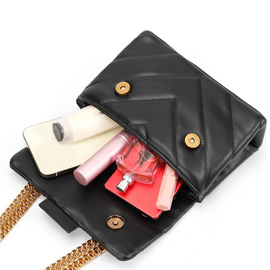 Chain Strap Bag Grid Texture PU Material Multifunctional Shoulder Purse Handbag for Daily Life Work