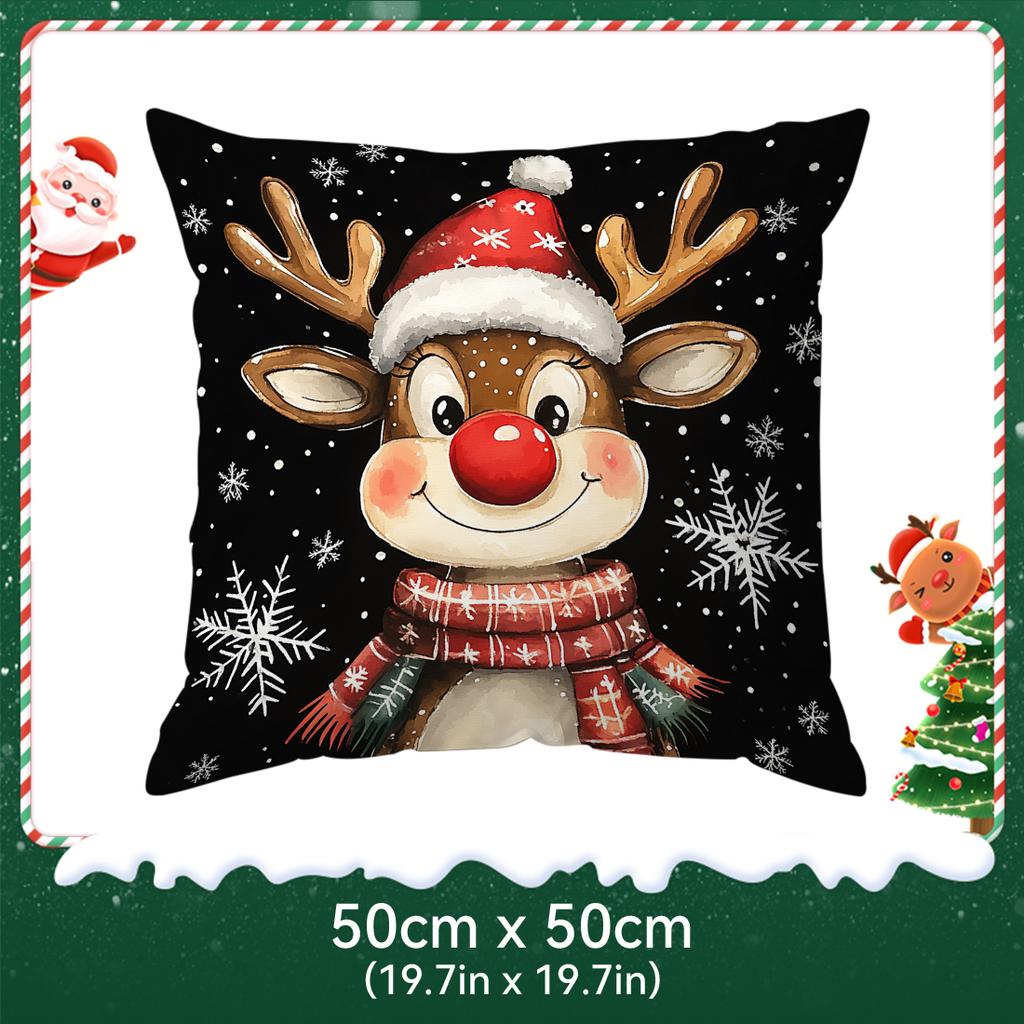 Santa Claus Elk Christmas Tree Pillowcase Bedroom Sofa Cushion Cover 100% Polyester Living Room Cushion Pillowcase Home Decor