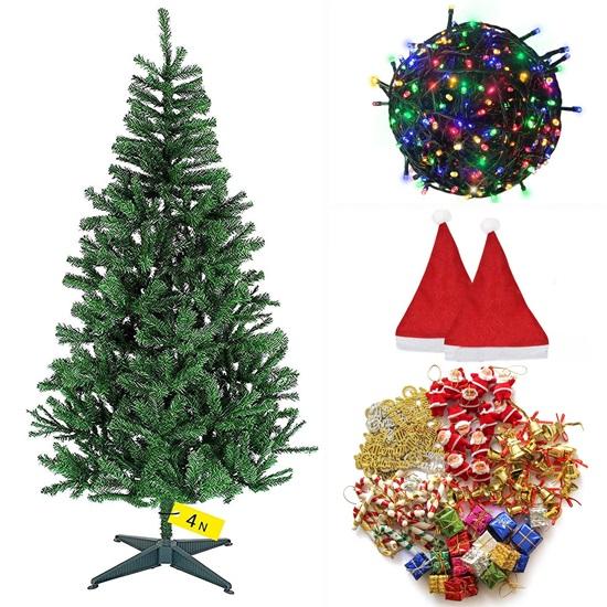 Albero di Natale 4 Piedi con Luce LED 101 Decorazioni Ornamenti Oggetti Pendenti per Tavolo Ufficio Albero di Natale Artificiale Articoli Decorativi per Casa