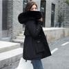 Loose Thick Padded Cotton Coat With Large Fur Collar Pockets For Women