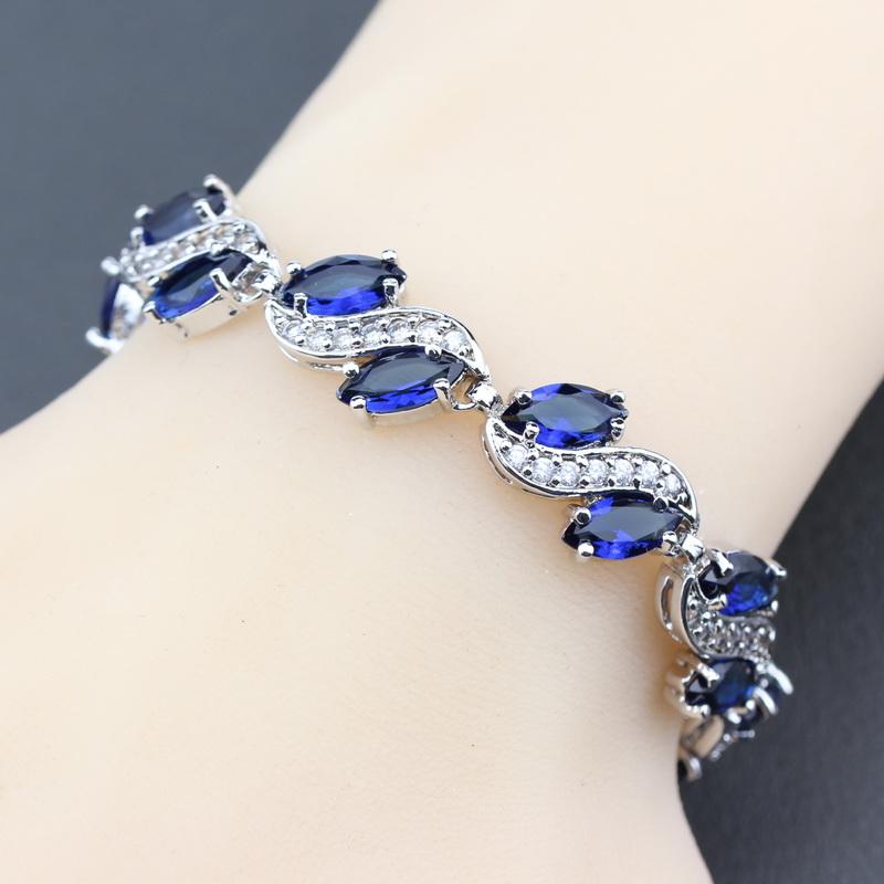 Mark Classic Link Bracelet Bangle Health Fashion Blue Stone Jewelry For Women Wedding-Prom Gift