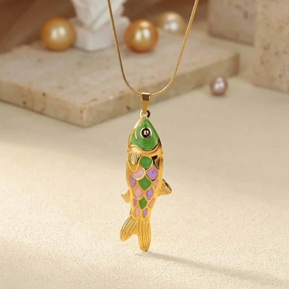 3D Charms Fish Pendant Necklace Snake Chain Marine Life Necklace  Special Occasion