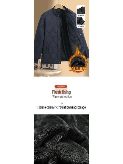 Grandpa's Warm Cotton-Padded Winter Coat - Fleece-Lined Jacket for Middle-Aged & Elderly Men