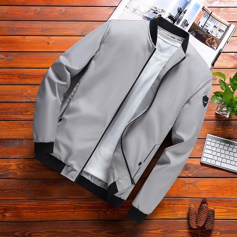 Jarní a podzimní pánská bunda Kabát Jednoduchý Pevný Baseball Zip Zip Kabát Cyklistický kabát