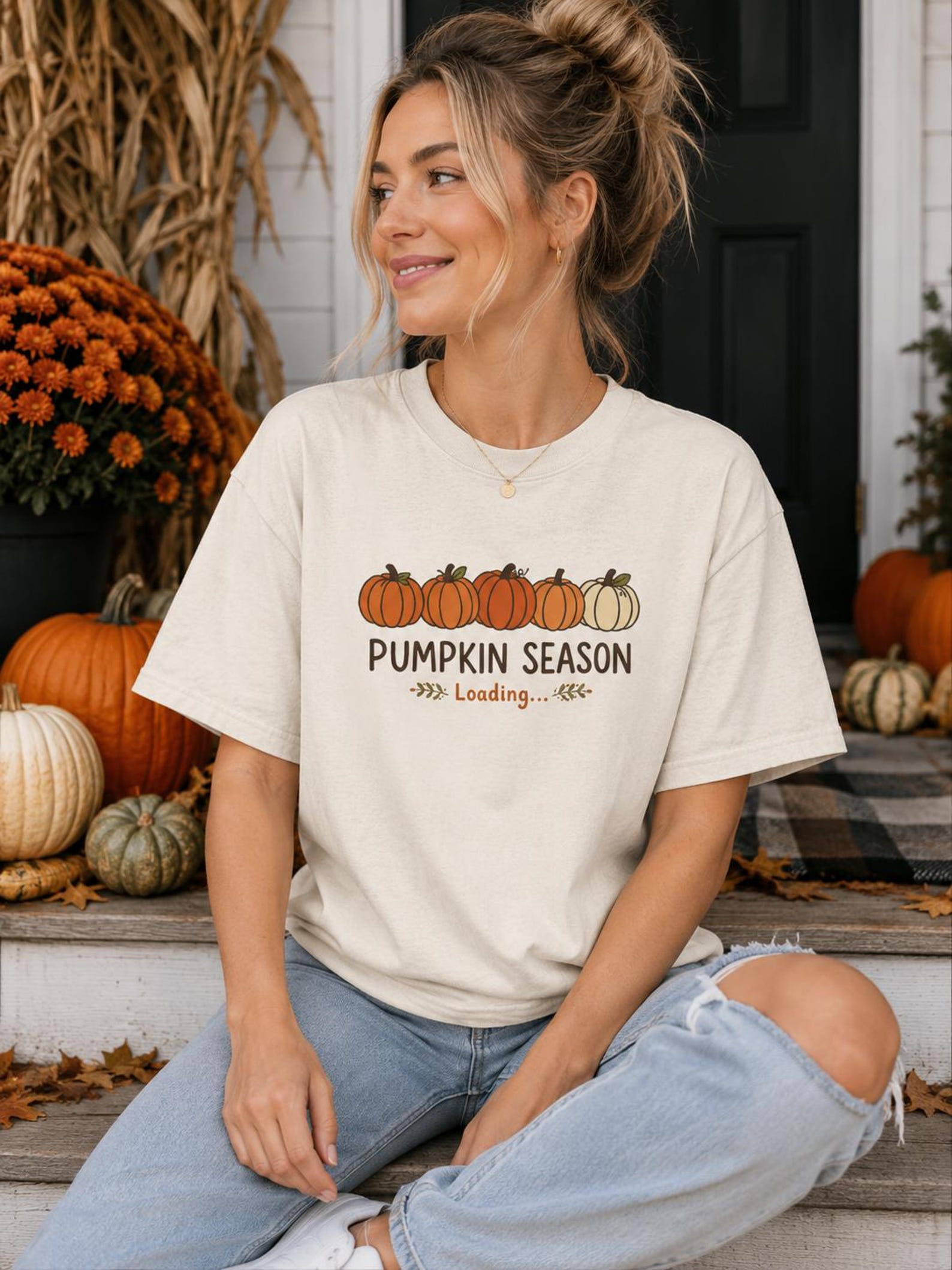 Pumpkin Season Loading T-shirt | Fall Pumpkin Graphic Tee 4XL