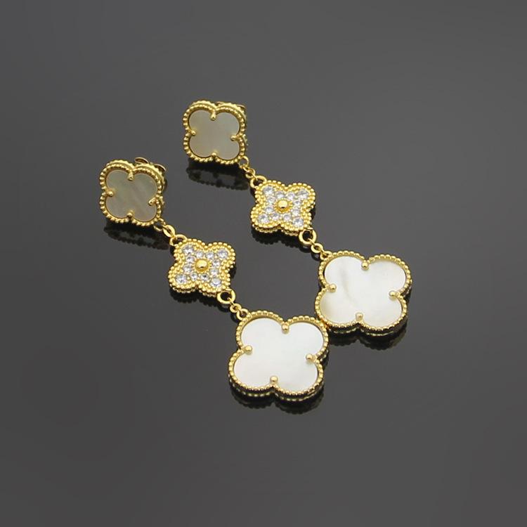 

Сверкающие серьги-пусеты Четырехлистный клевер Черный Белый и Зеленый Перламутр Серьги Четырехлистный клевер