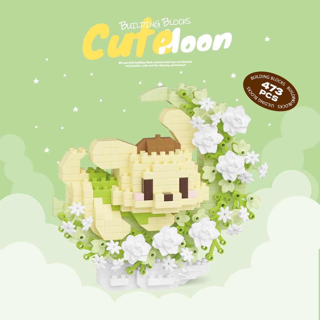 Cute Pets With Flowers Micro Building Blocks Cartoon Figures Animals Cats Panda Sanrio Disney Ornament Christmas Gifts