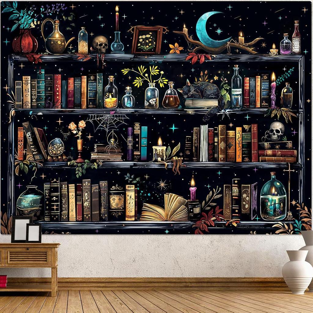 Tapestry Magical Bookshelf Accnicc Magical Witch