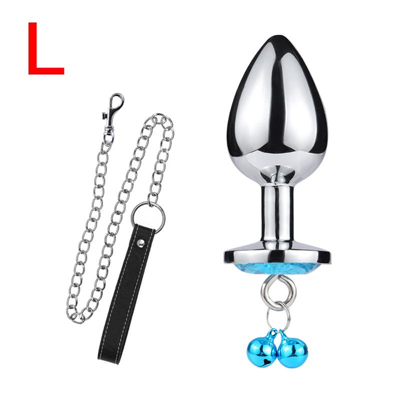 Analplug Sexspielzeug Edelstahl Glattstahl Buttplug mit Glöckchen rundem Kristallanhänger