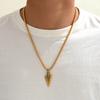 European American Stainless Steel Arrow Pendant Necklace Double Color Hip Hop Style Retro Vintage Texture Men's