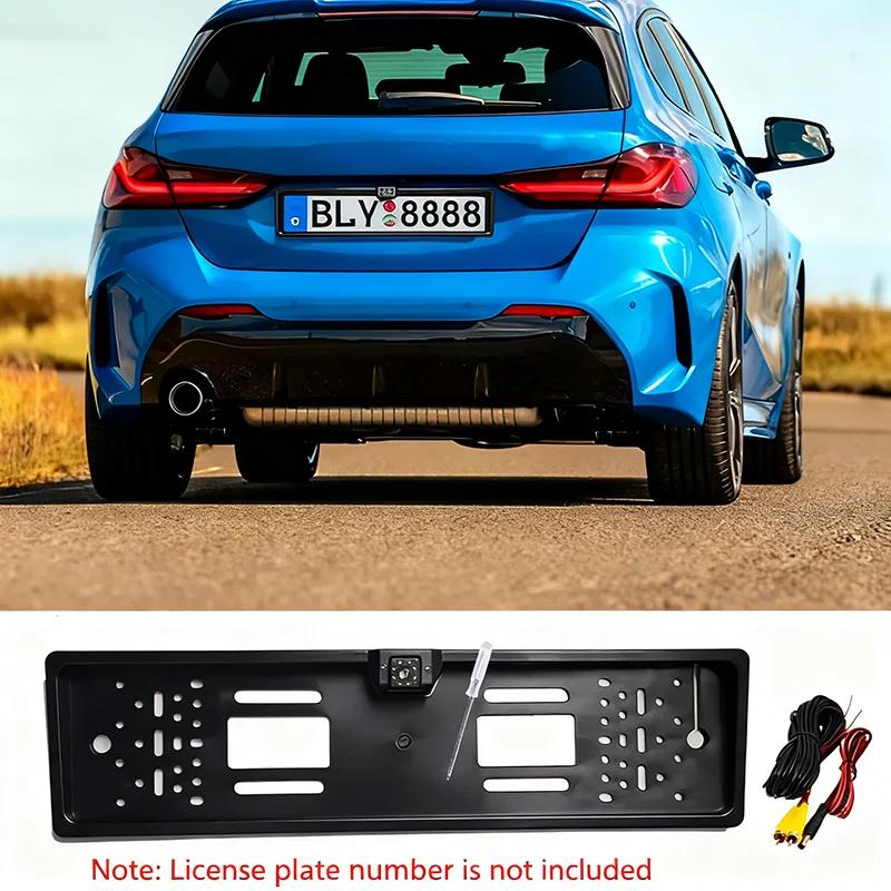4/8/12LED European License Plate Rearview Camera Frame Reverse Backup Camera Night Vision for Truck Car SUV, Camper Pickup
