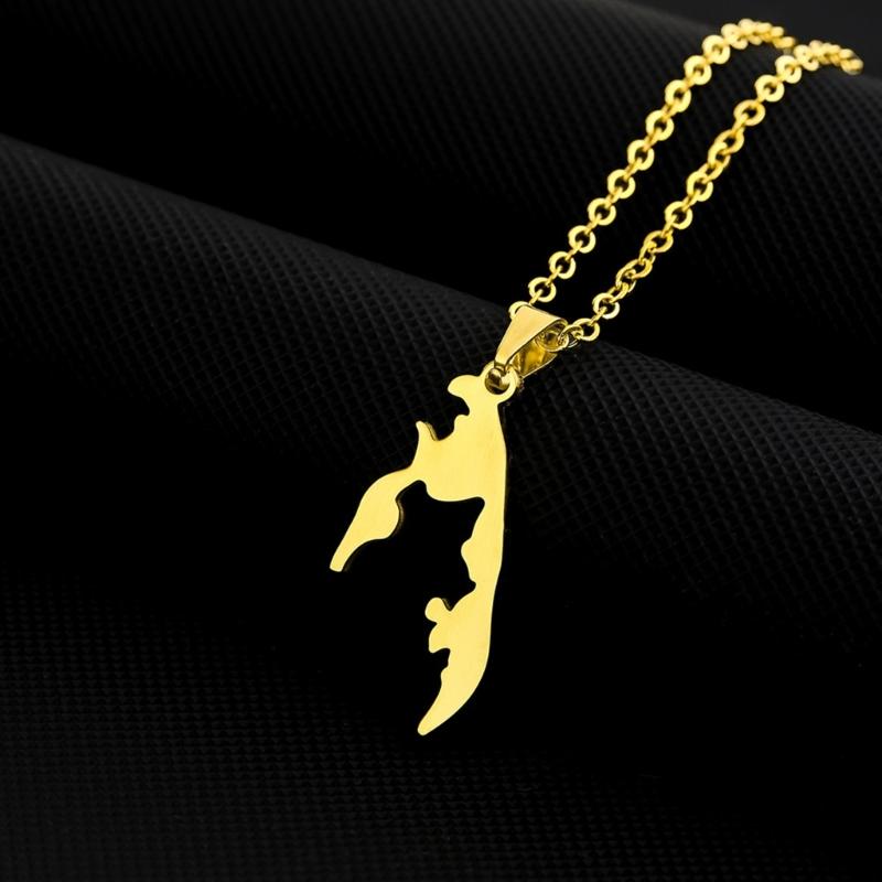 Collana Ciondolo Tamil Eelam Acciaio Inossidabile Mappa Geometrica Charms Collane Gioielli di Moda per Donne e Uomini