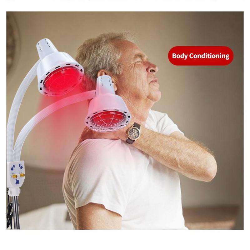 Double Head Infrared Heating Lamp Height Adjustable Vertical Therapy Light Professional Beauty Salon Electric Baking Lamp