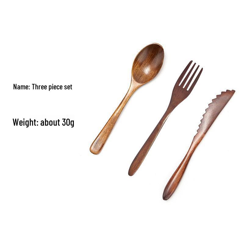 Portable Wooden Cutlery Set: Chopsticks, Fork, Spoon with Cloth Bag for Outdoor Travel