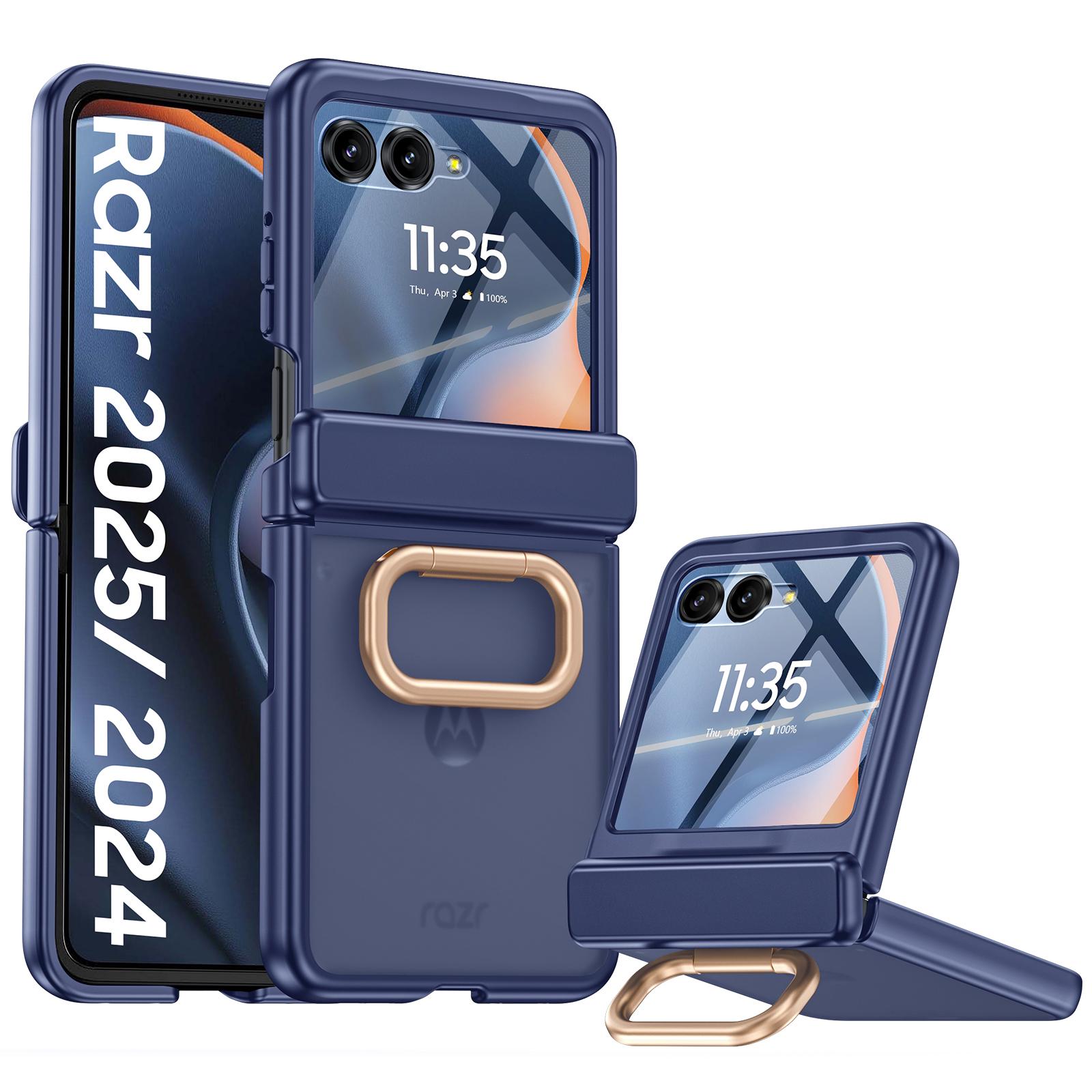 Per Motorola Razr 50/60 con Protezione Schermo Integrata, Supporto ad Anello Protezione Cerniera Custodia Robusta Antiurto Copertura Traslucida Opaca-