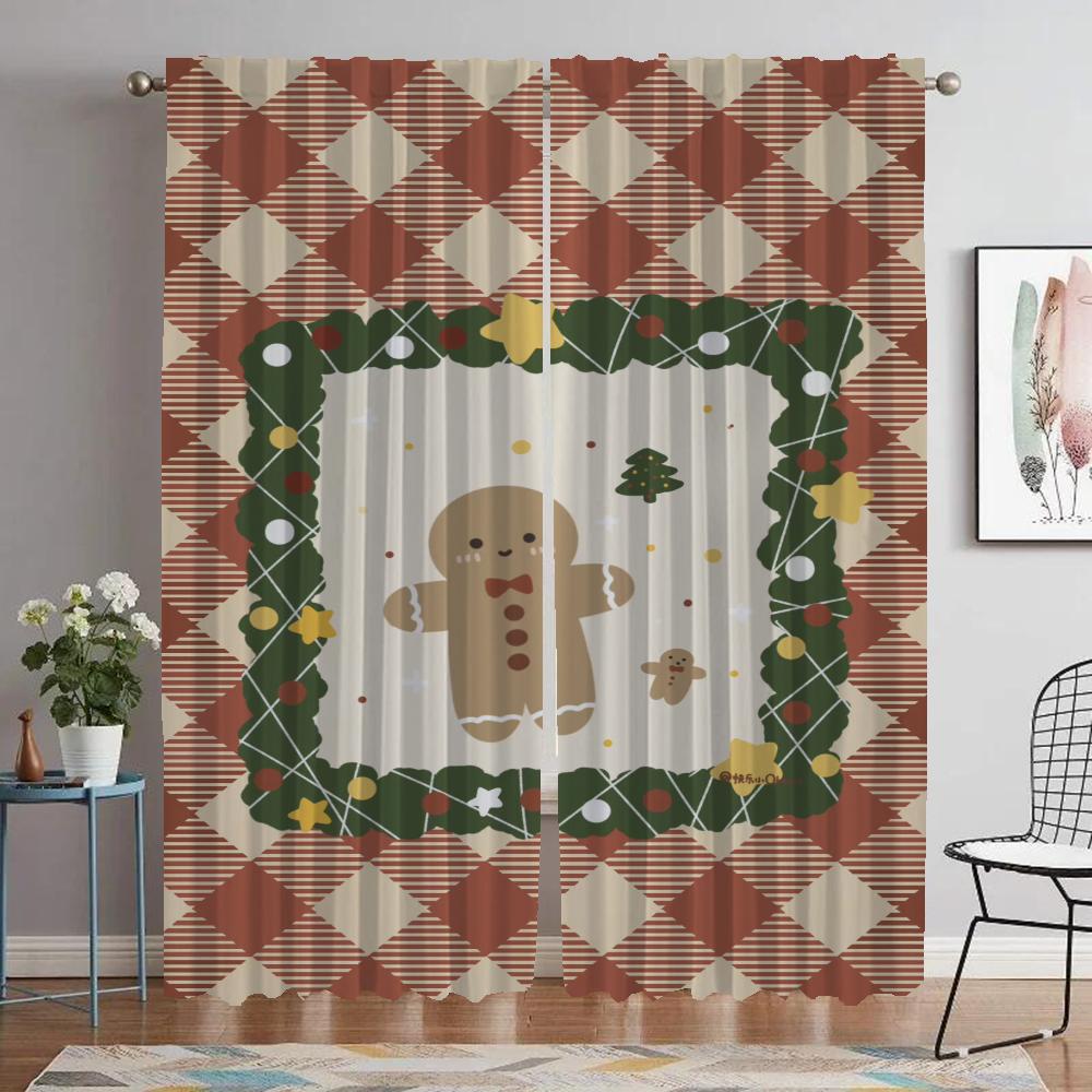 Kitchen Curtains Child Room Christmas Blackout Curtain for Room 2 Panel Shades Partition Halloween Decoration Tulle for Bedroom