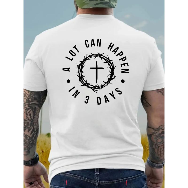 

Мужская христианская футболка с принтом, легкая летняя футболка с круглым вырезом, повседневная футболка стандартного кроя с коротким рукавом, можно стирать в машине S белый