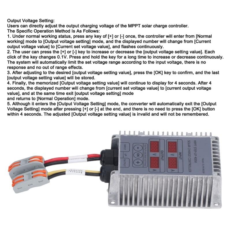 Solar Battery Charge Controller Boost MPPT Voltage Adjustable Waterproof With Display 24-85V 400W