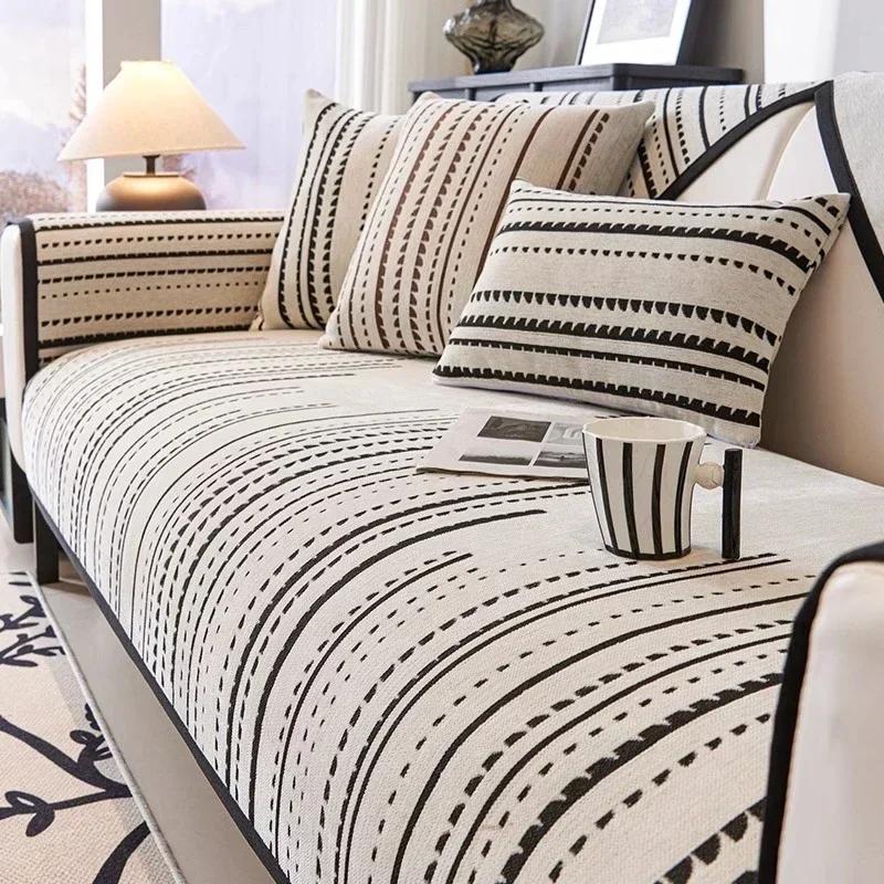 Luxuriöser Chenille-Sofabezug für Wohnzimmer Zuhause Rutschfestes Sofakissen Handtuch Rutschfester L-Form Universal Couch-Überwurf