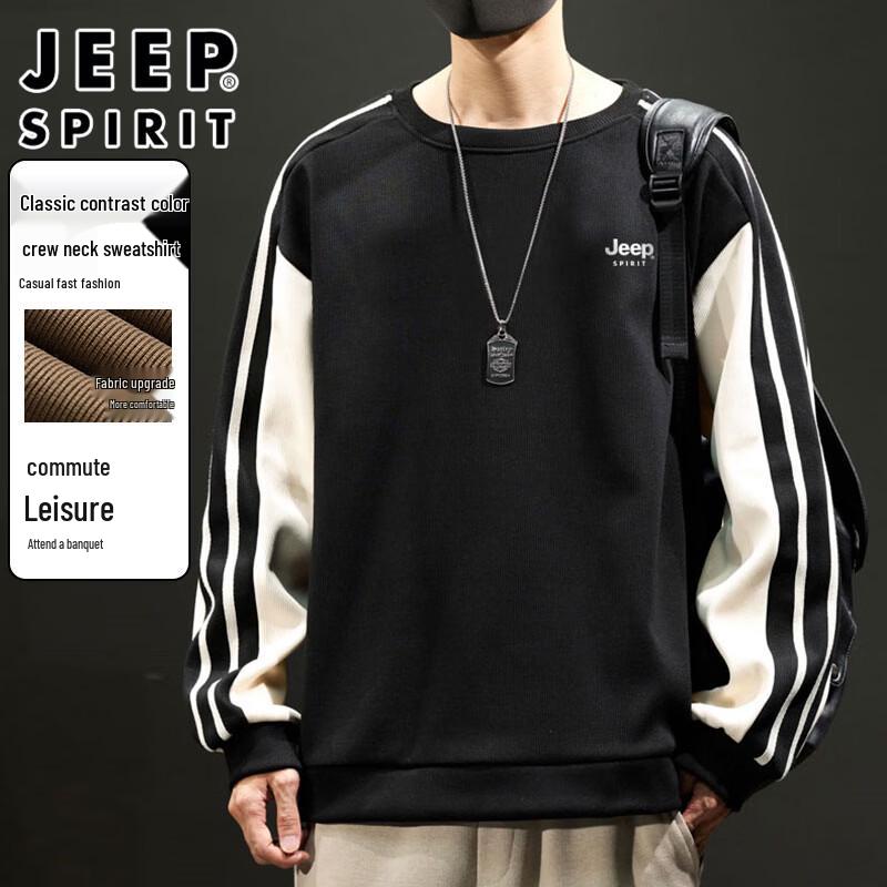 JEEP SPIRIT Men's Casual Round Neck Long Sleeve Sweatshirt