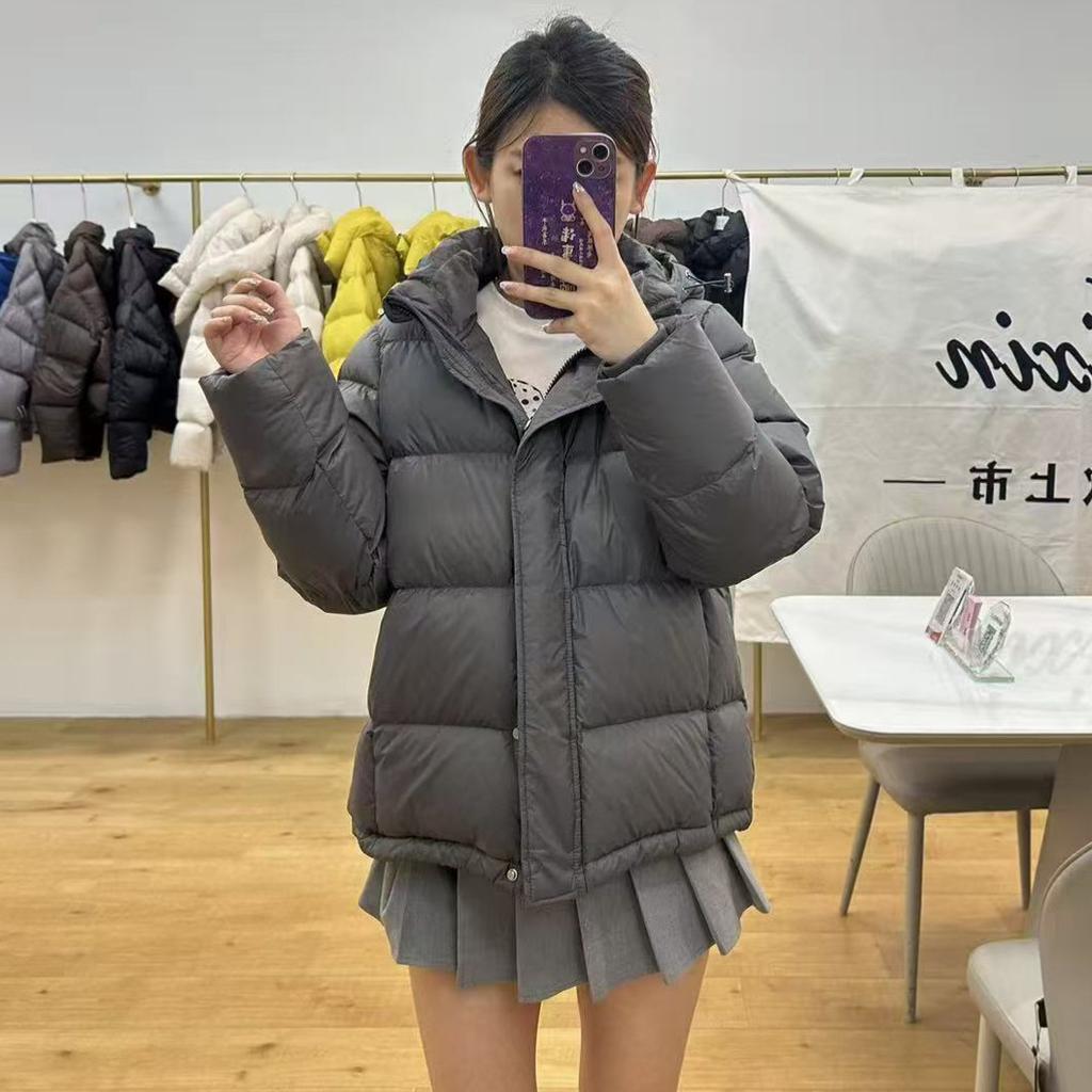 Pinghu down jacket women's winter white duck down thickened short removable hooded sweet small fresh versatile jacket
