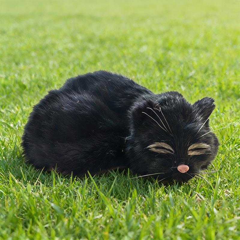 Ev Dekorasyonu İçin El Yapımı Gerçek Kürk Kedi Model Peluş Süs