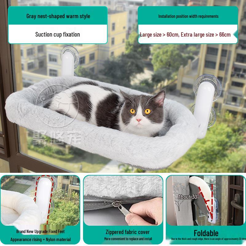 Cat Hammock Bed: Window Suction Cup Sunbathing Lounge for Pets