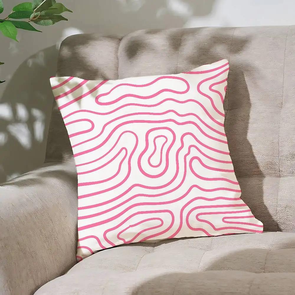 Striped Pattern Pillow Case Cushion Cover Soft Cute Throw Pillow Case For Car Sofa Pillowcase Polyester With Zipper