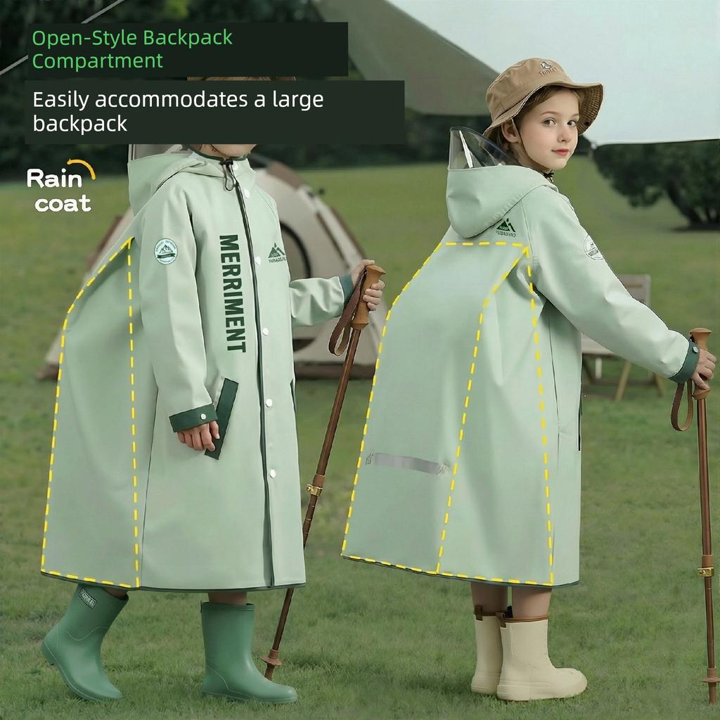 Impermeable Infantil para Uso en Exteriores, Impermeable para Niños con Espacio para Mochila, Estilo Largo para Niñas y Niños, Poncho de Lluvia Especial para Escuela Primaria