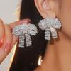 Sparkling Shiny Rhinestone Bow-Shaped Earrings High-Grade Luxury Earrings Women's Earrings 1 Pair