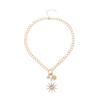 European and American Light Luxury High-end Sun Pendant Necklace Personalized Diamond Thick Chain Alloy Collarbone Chain Jewelry Women